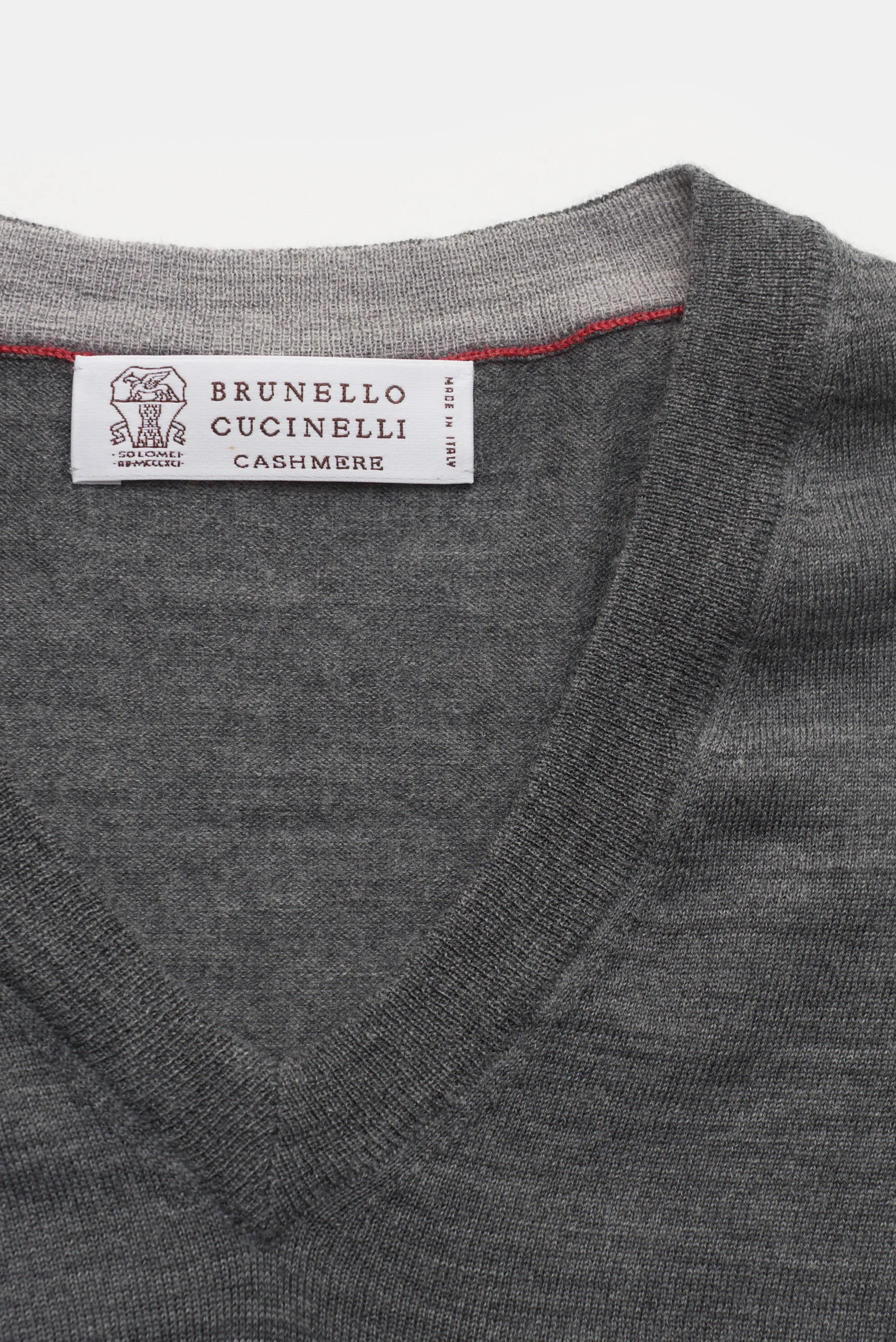 Brunello Cucinelli - Herren - V-Neck Pullover dunkelgrau – Bild 2