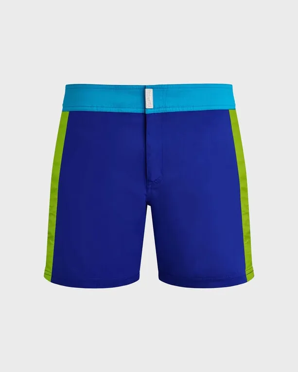 Vilebrequin - Color Block Stretch-badeshorts Mit Flachem Bund Für Herren - Bademode - Merle - Blau - Größe M Vilebrequin - Color Block Stretch-badeshorts Mit Flachem Bund Für Herren - Bademode - Merle - Blau - Größe M