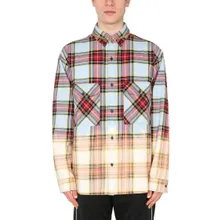 Marcelo Burlon - Check Print Shirt With Gradient Transition - Größe M - beige Marcelo Burlon - Check Print Shirt With Gradient Transition - Größe M - beige