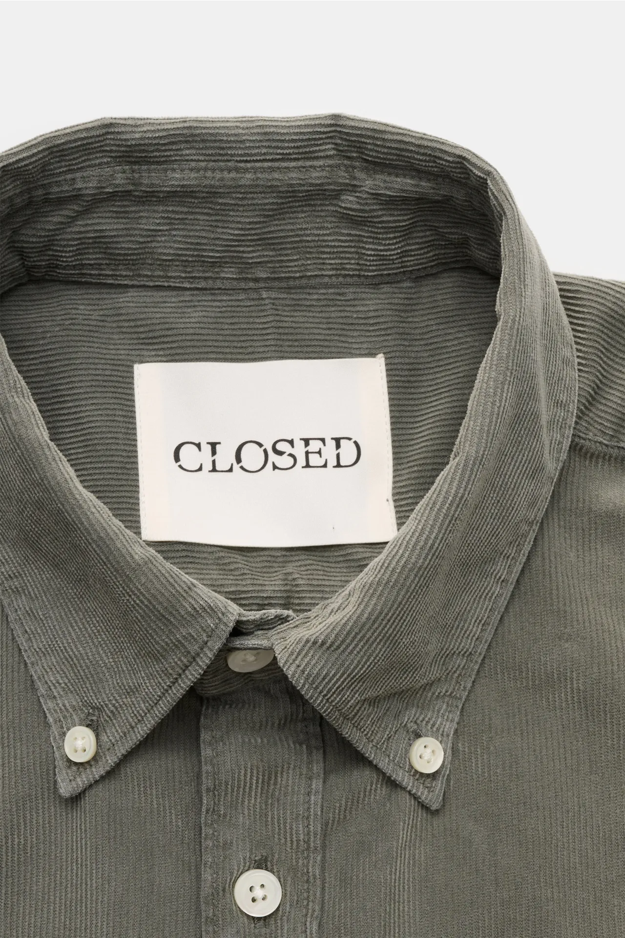 Closed - Herren - Cordhemd Button-Down-Kragen graugrün – Bild 2