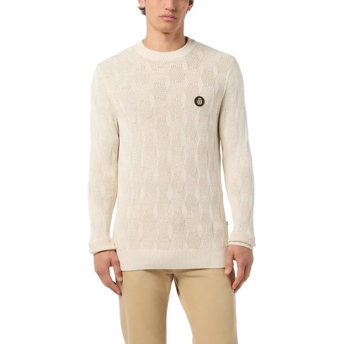 BILLIONAIRE - Wool Silk Roundneck Pullover Braids - Größe 3XL - weiß – Bild 3