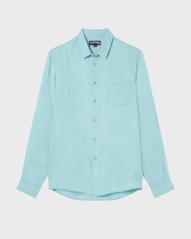 Vilebrequin - Einfarbiges Hemd Aus Leinen Für Herren - Hemd - Caroubis - Blau - Größe XL Vilebrequin - Einfarbiges Hemd Aus Leinen Für Herren - Hemd - Caroubis - Blau - Größe XL