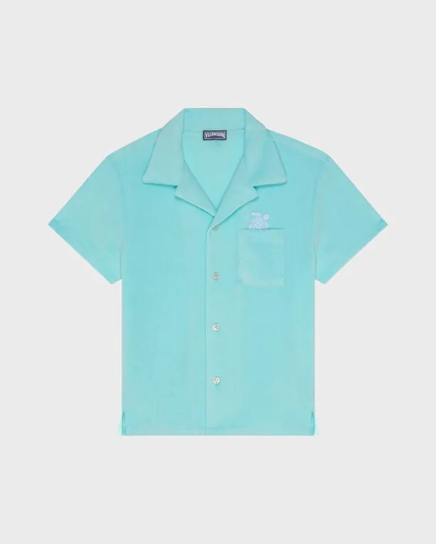 Vilebrequin - Besticktes Turtle Bowling-hemd Aus Frottee Für Jungen - Hemd - Gunther - Blau - Größe 14 Vilebrequin - Besticktes Turtle Bowling-hemd Aus Frottee Für Jungen - Hemd - Gunther - Blau - Größe 14