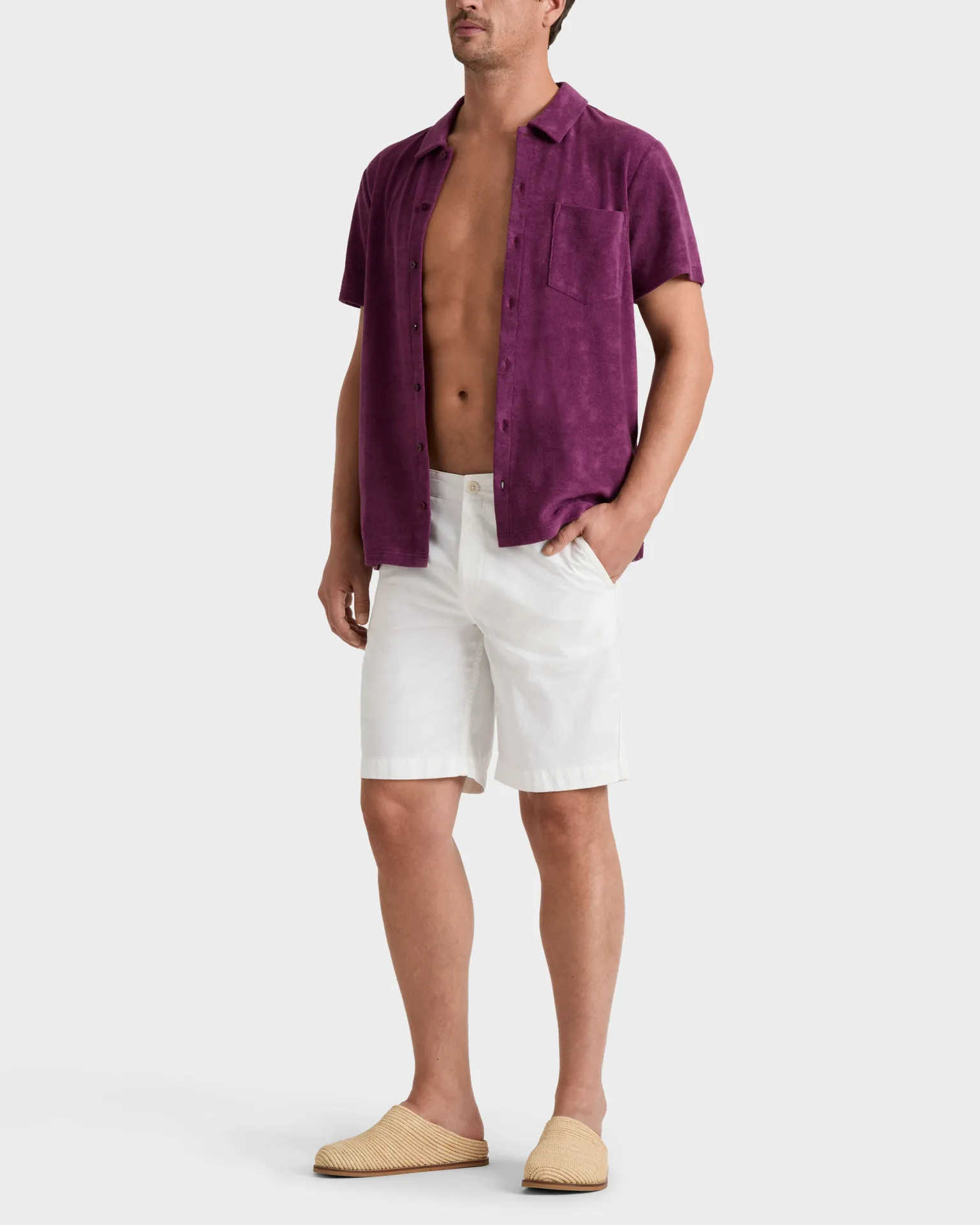 Vilebrequin - Men Satin Cotton Bermuda Shorts Solid - Bermuda - Belin - Weiss - Größe M – Bild 3