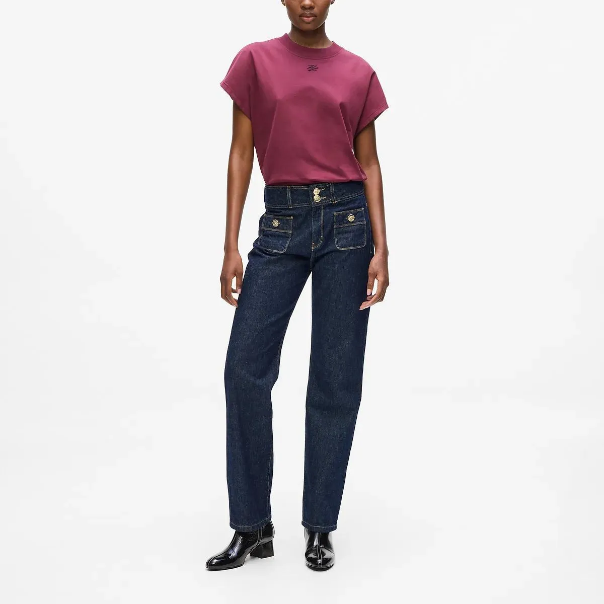 Karl Lagerfeld - Gerade geschnittene Jeans mit Knöpfen - Größe 27 - blau – Bild 4