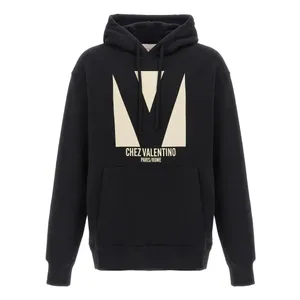 Valentino Garavani - Brushed Cotton Black Hoodie - Größe XL - schwarz Valentino Garavani - Brushed Cotton Black Hoodie - Größe XL - schwarz