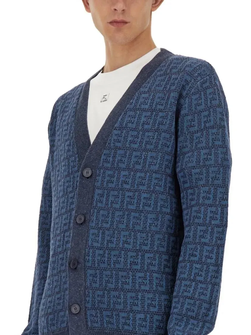 Fendi - "Ff" Cardigan - Größe 48 - blau – Bild 2