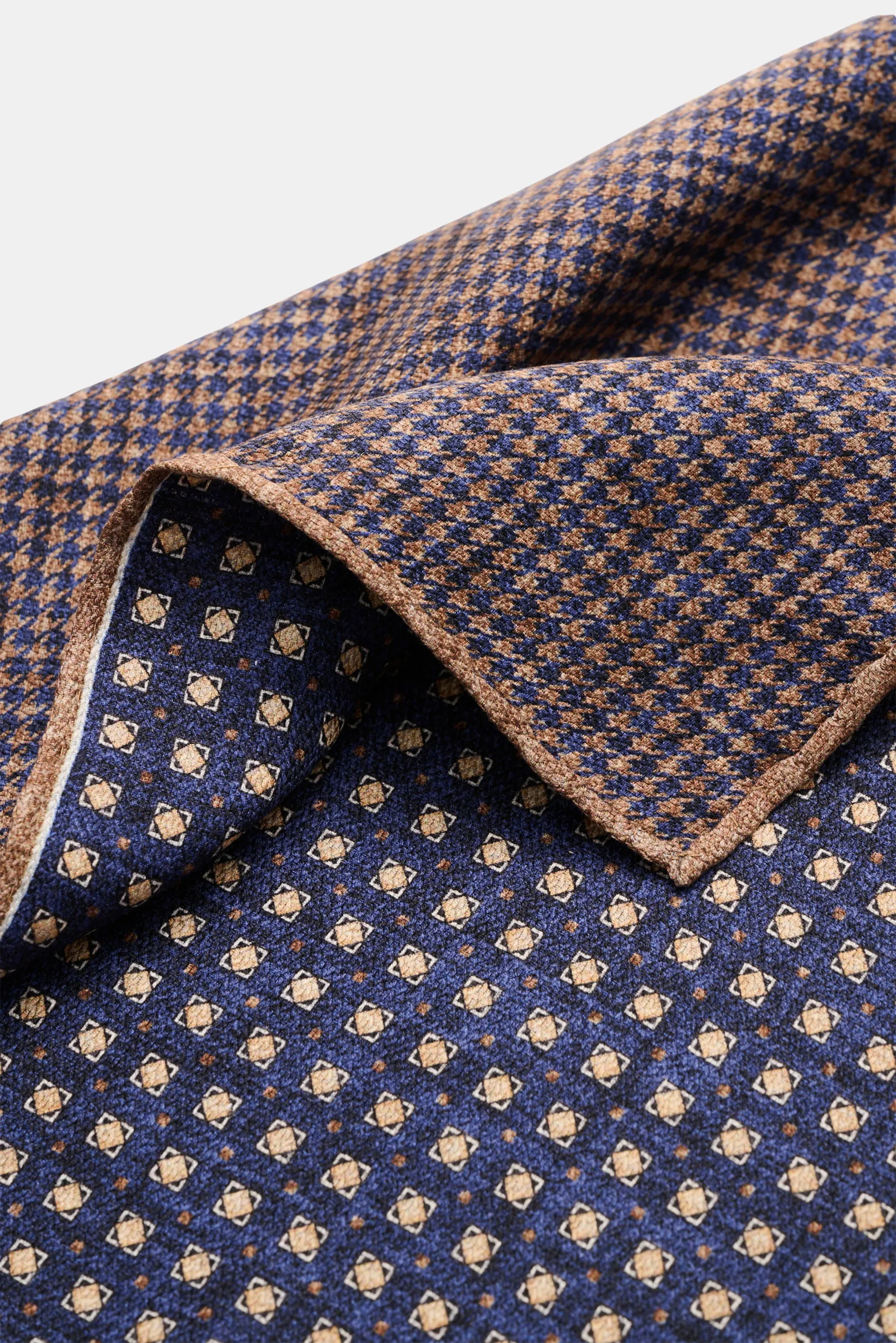 Rosi Collection - Herren - Einstecktuch 'Easy' dunkelblau/hellbraun/weiß gemustert – Bild 2