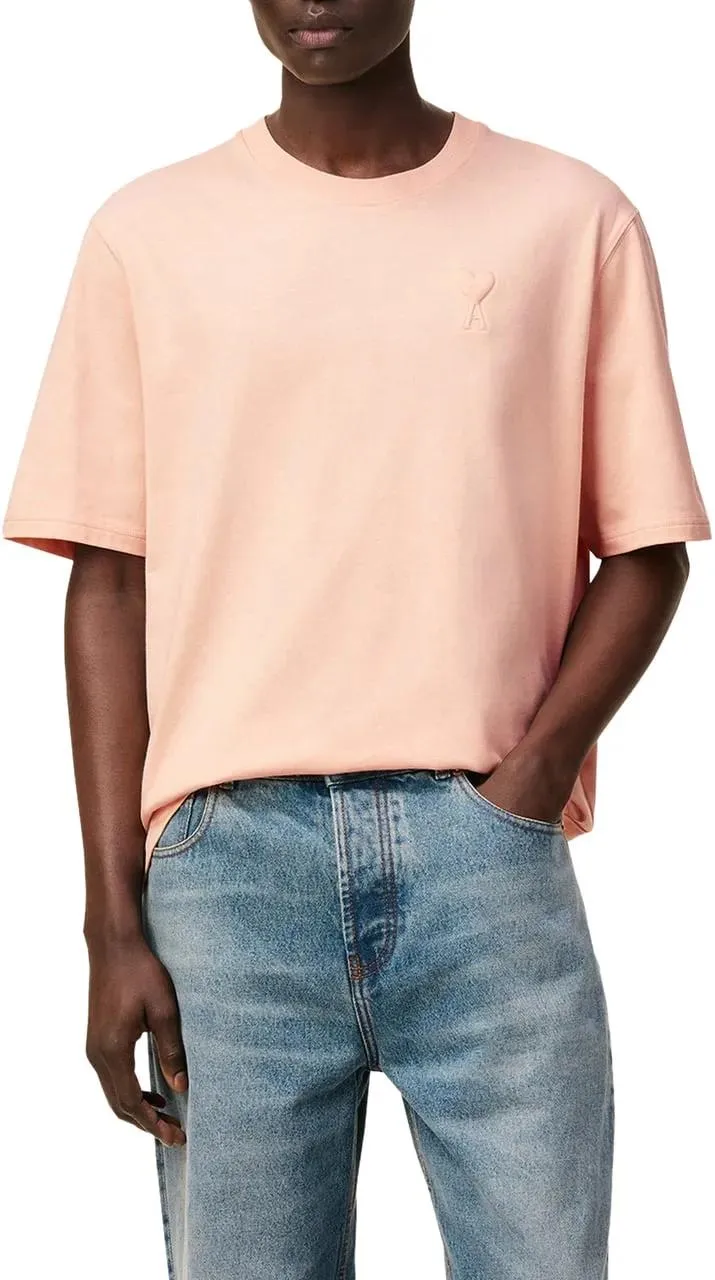 AMI Paris - T-Shirt mit Logo - Größe XXS - rosa – Bild 2