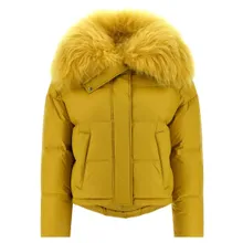 Yves Salomon - Fur Insert Down Jacket - Größe 36 - gelb Yves Salomon - Fur Insert Down Jacket - Größe 36 - gelb