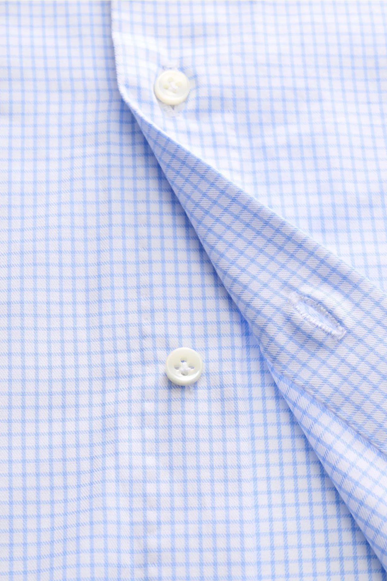 Borrelli - Herren - Business Hemd 'Nando' Haifisch-Kragen weiß/blau kariert – Bild 5