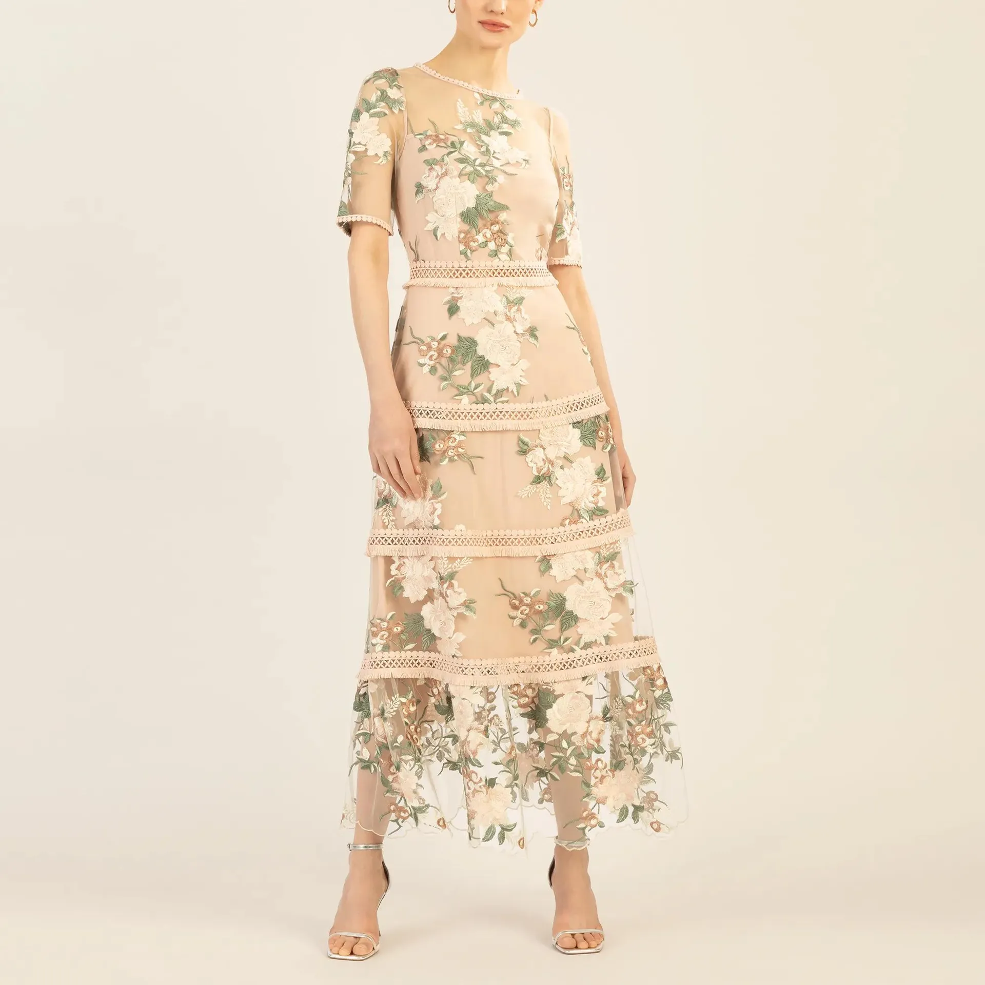 Apart - besticktes Midikleid - Größe 36 - bunt – Bild 4