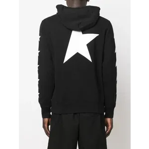 Golden Goose - Black Hoodie With Star Graphics And Front Pocket - Größe XL - schwarz