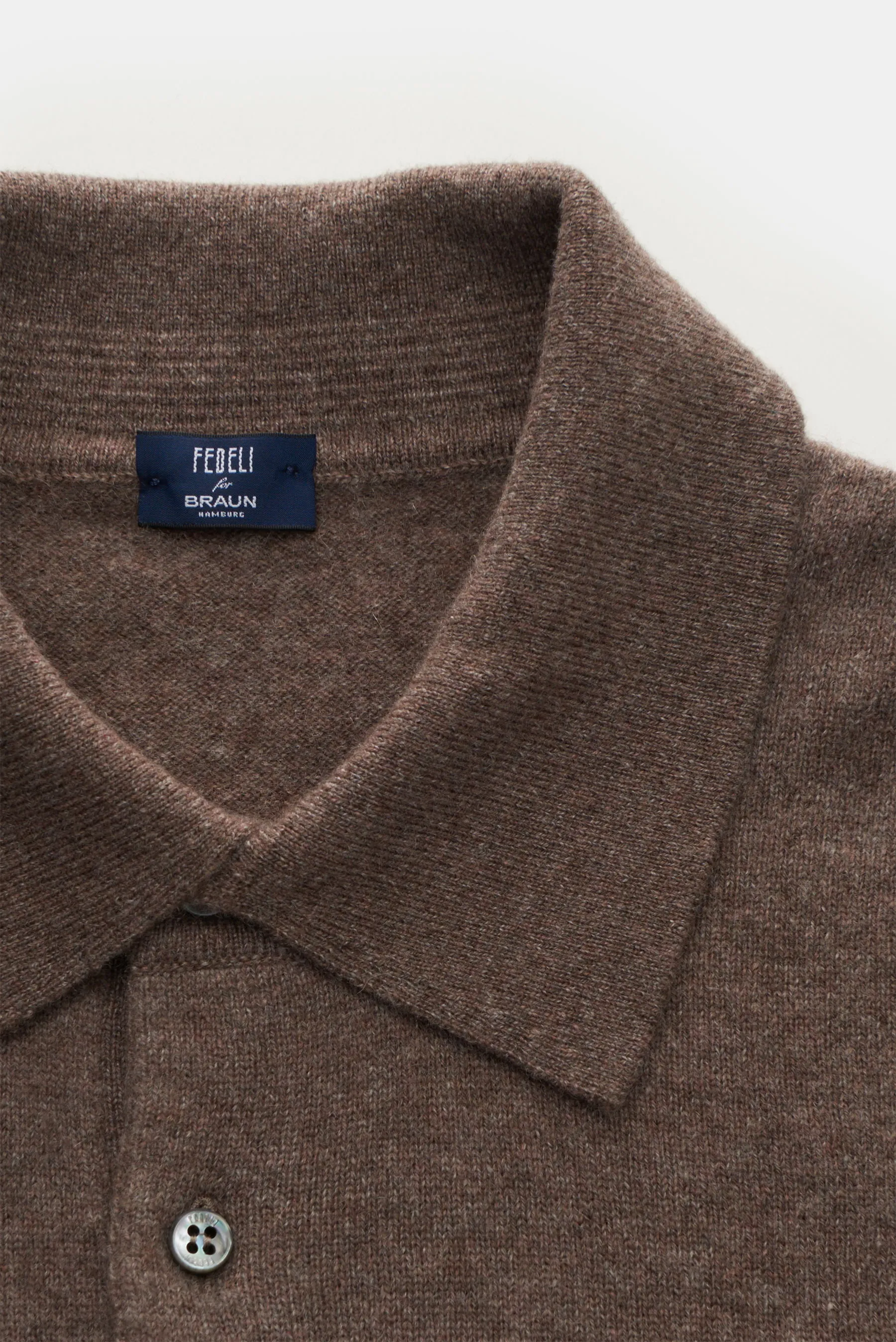 Fedeli - Herren - Cashmere Strickpolo 'Sportman' graubraun meliert – Bild 2