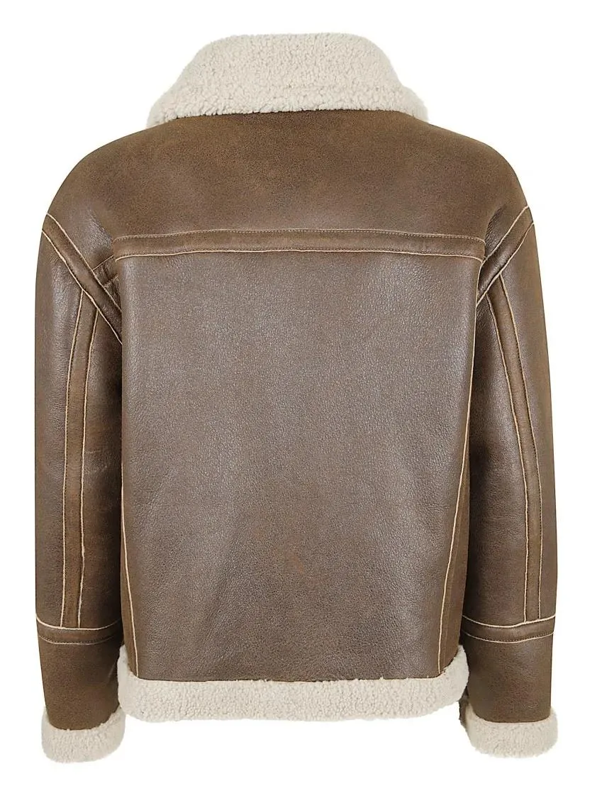 Salvatore Santoro - Shearling Brown Leather Jacket With Plush Interior - Größe 42 - braun – Bild 3