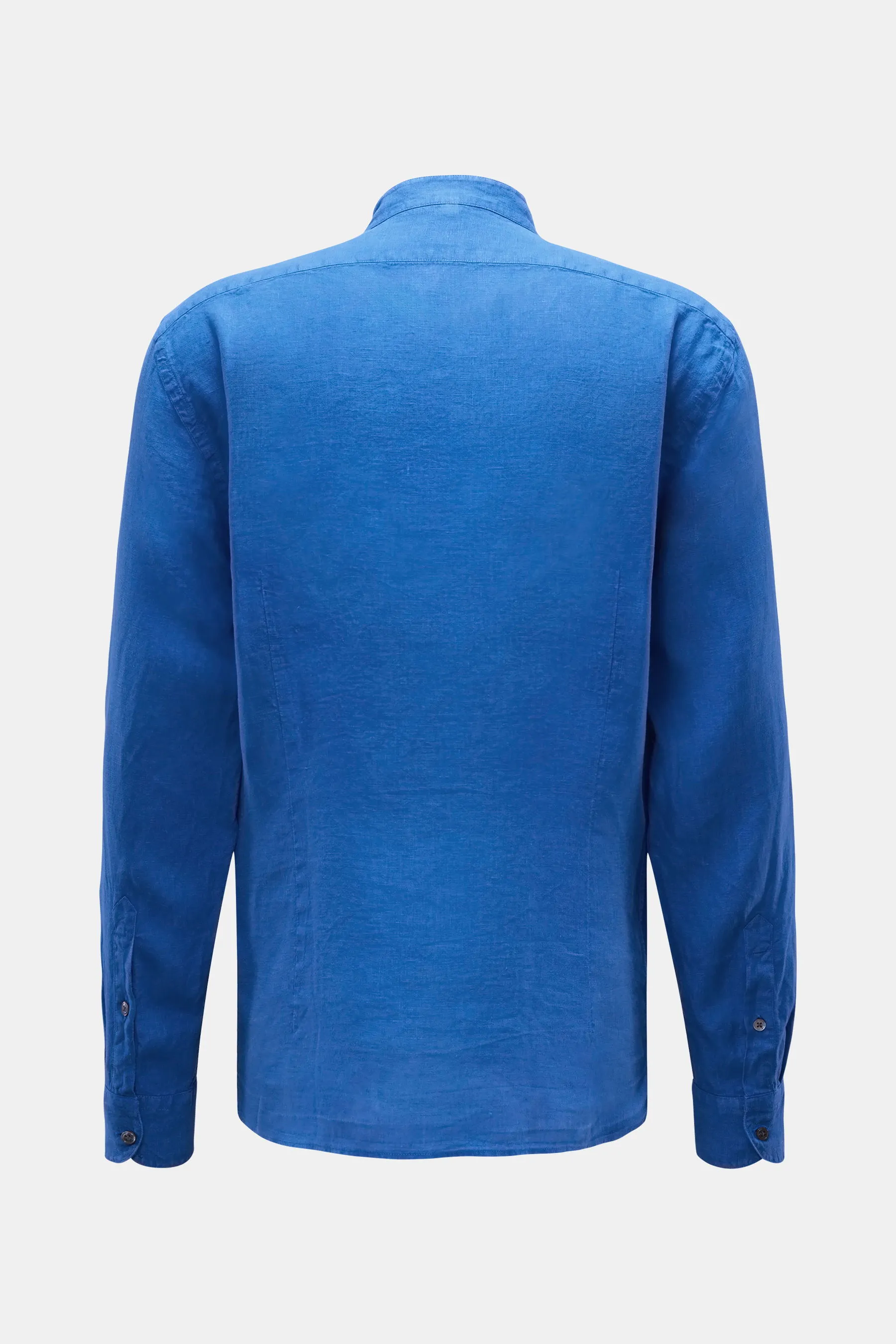04651/ A trip in a bag - Herren - Leinenhemd 'Linen Guru' Grandad-Kragen blau – Bild 3