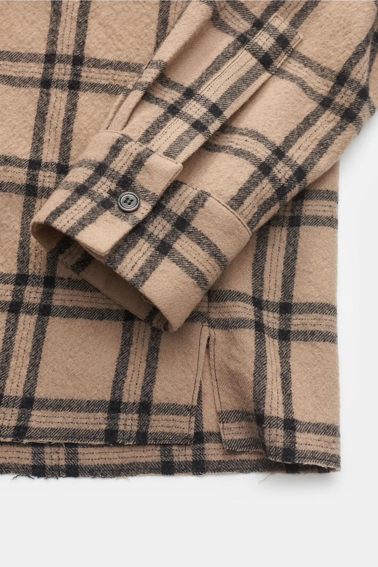 Nick Fouquet - Herren - Casual Hemd schmaler Kragen hellbraun/schwarz kariert – Bild 3