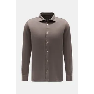 Fedeli - Herren - Jersey-Hemd %27Jason%27 Haifisch-Kragen graubraun Fedeli - Herren - Jersey-Hemd %27Jason%27 Haifisch-Kragen graubraun