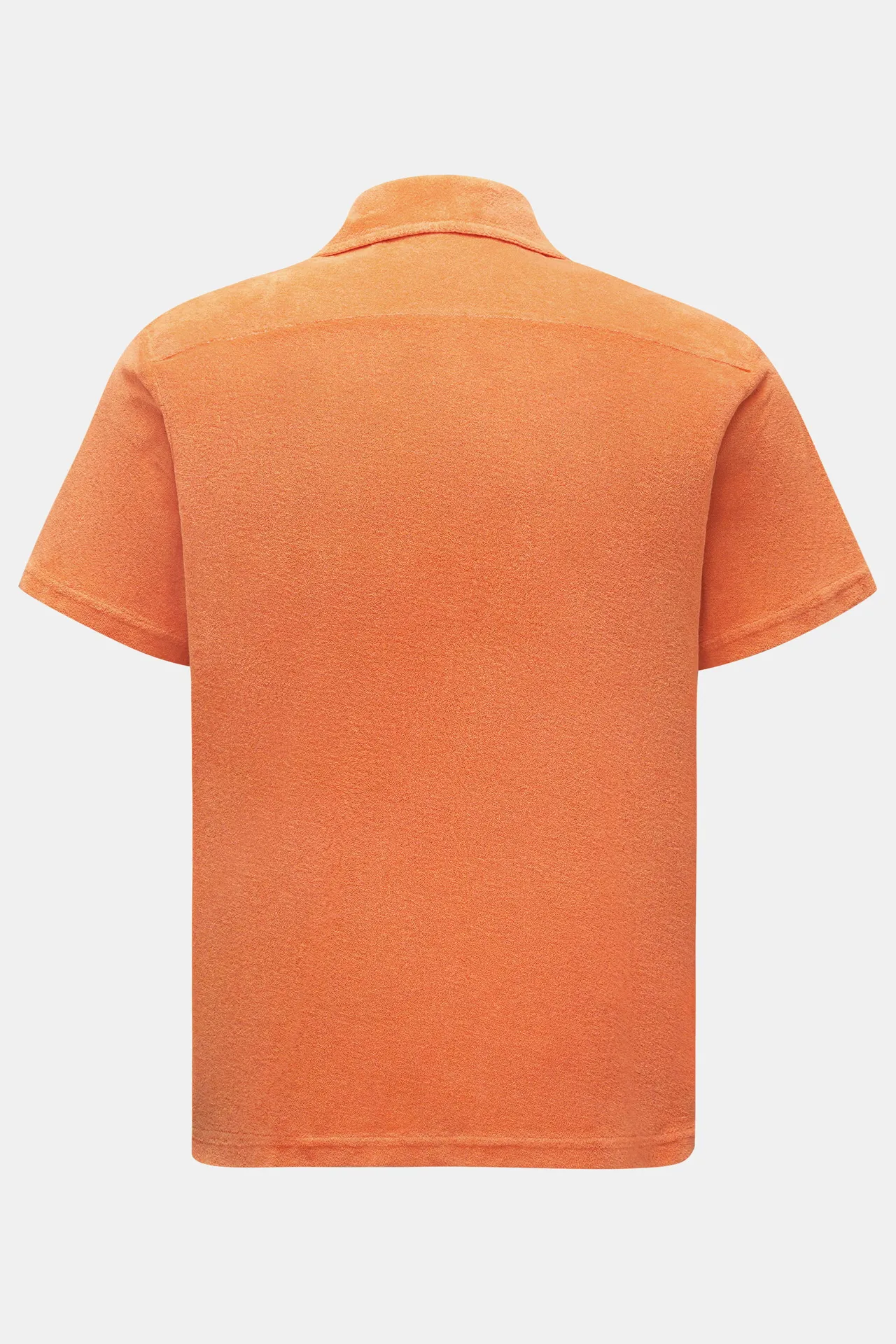 04651/ A trip in a bag - Herren - Frottee-Kurzarmhemd 'Terry Shirt' Kubanischer Kragen orange – Bild 3