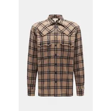 Nick Fouquet - Herren - Casual Hemd schmaler Kragen hellbraun/schwarz kariert Nick Fouquet - Herren - Casual Hemd schmaler Kragen hellbraun/schwarz kariert