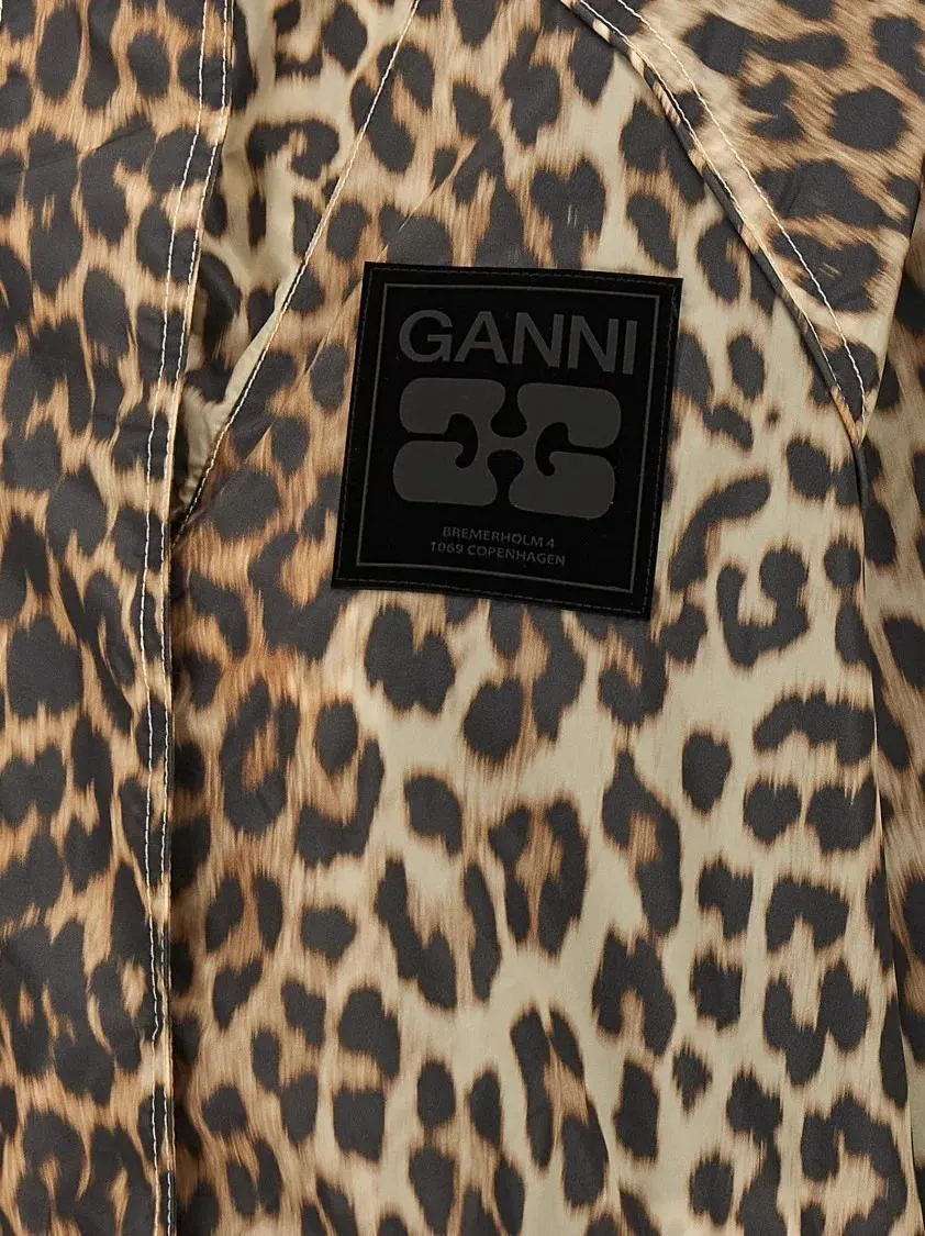 GANNI - 'Leopard Print Nylon' Windbreaker - Größe L - braun – Bild 2
