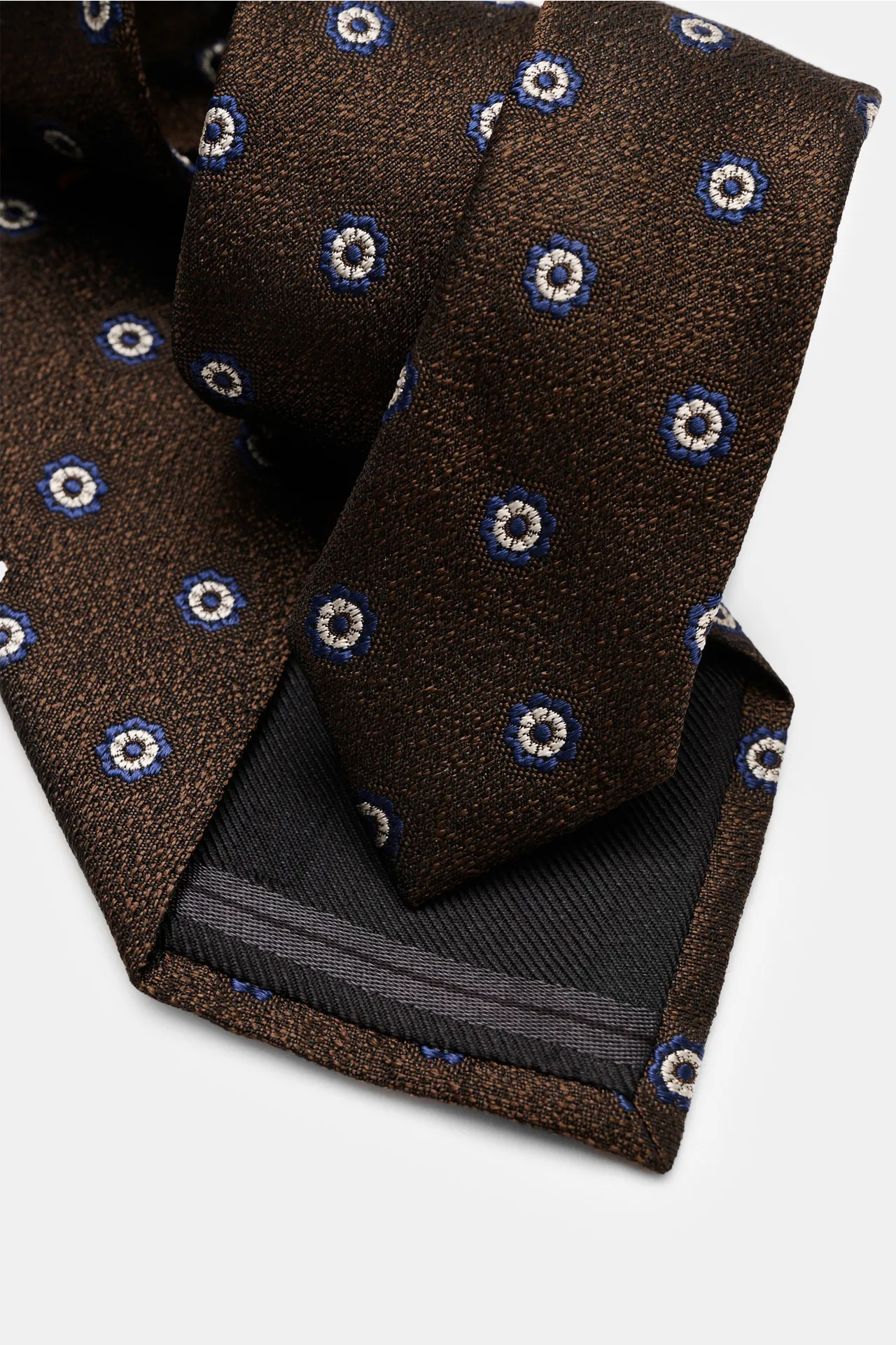 Zegna - Herren - Seidenkrawatte dunkelbraun/navy/offwhite gemustert – Bild 3