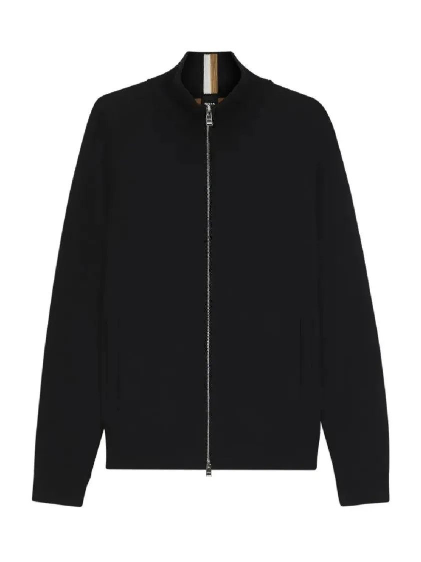 Hugo - Black Bomber Jacket With Ribbed Collar - Größe S - schwarz Hugo - Black Bomber Jacket With Ribbed Collar - Größe S - schwarz