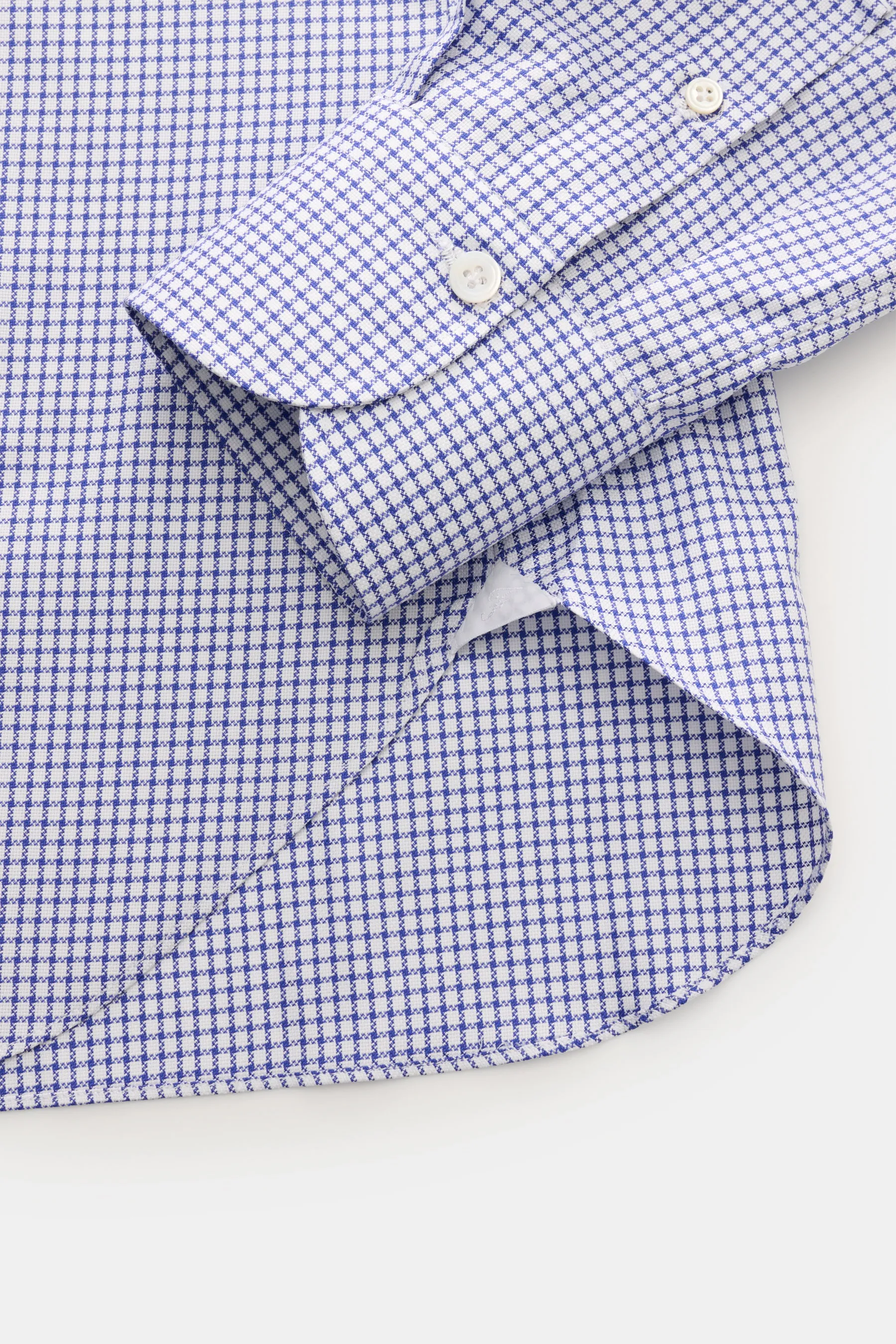 Finamore - Herren - Business Hemd 'Sergio Napoli' Haifisch-Kragen dunkelblau/weiß kariert – Bild 3