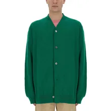 Comme des Garcons - Relaxed Fit Deep V-Neck Wool Cardigan - Größe S - grün Comme des Garcons - Relaxed Fit Deep V-Neck Wool Cardigan - Größe S - grün