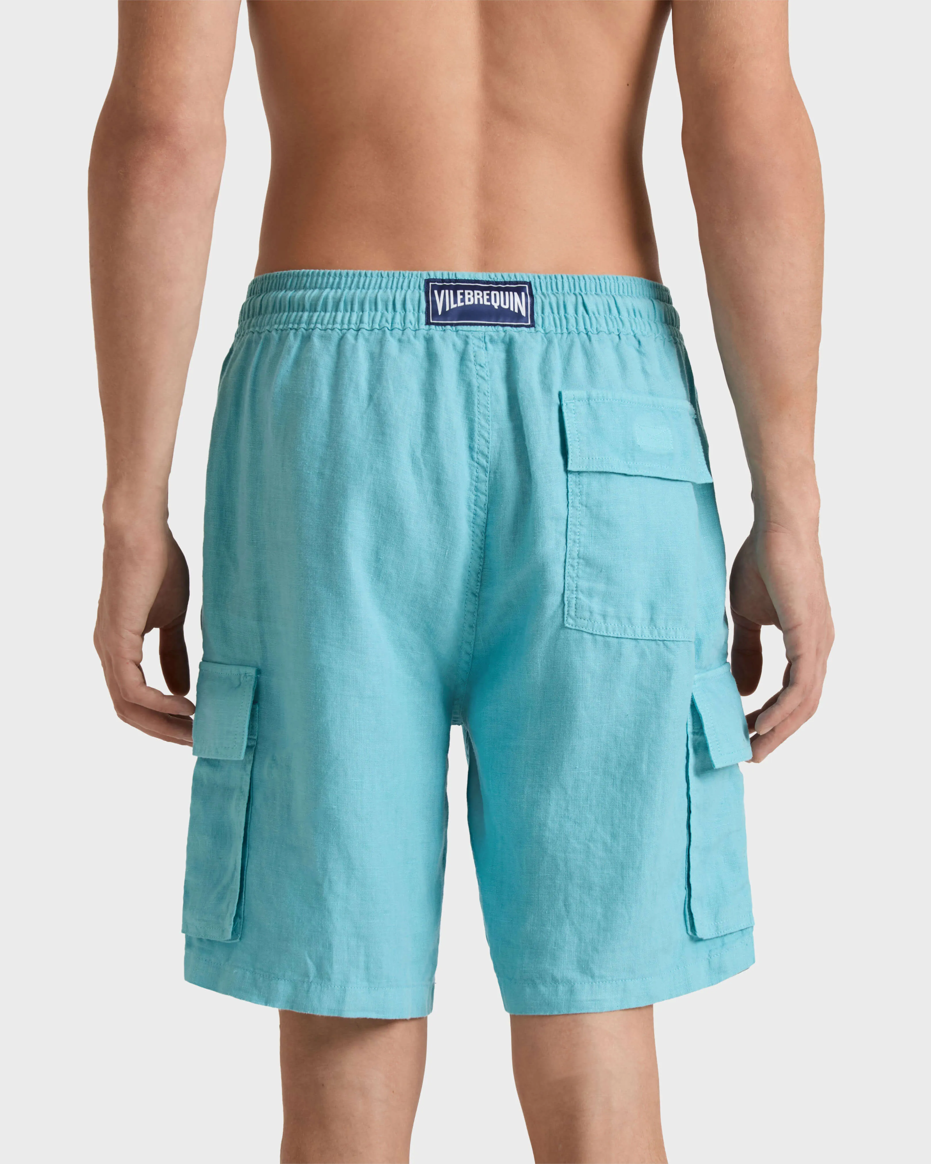 Vilebrequin - Einfarbige Leinen-bermudashorts Mit Cargotaschen Für Herren - Bermuda - Baie - Violett - Größe XXL – Bild 4
