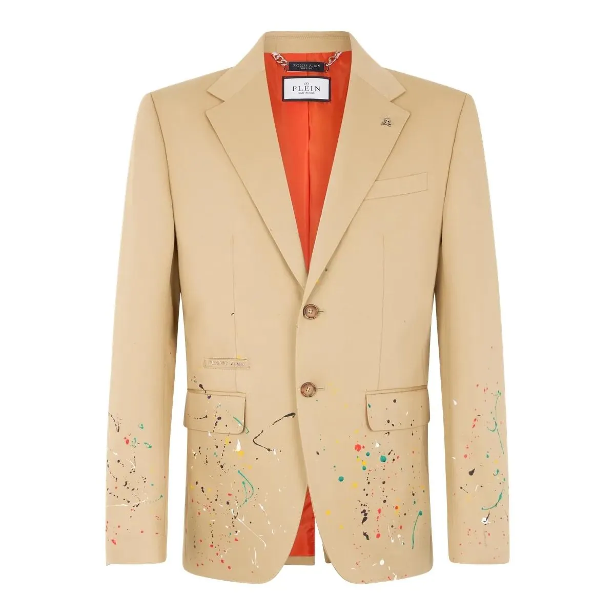 Philipp Plein - Blazer Gigolo Fit Paint Splash Painted - Größe 58 HERREN - beige Philipp Plein - Blazer Gigolo Fit Paint Splash Painted - Größe 58 HERREN - beige