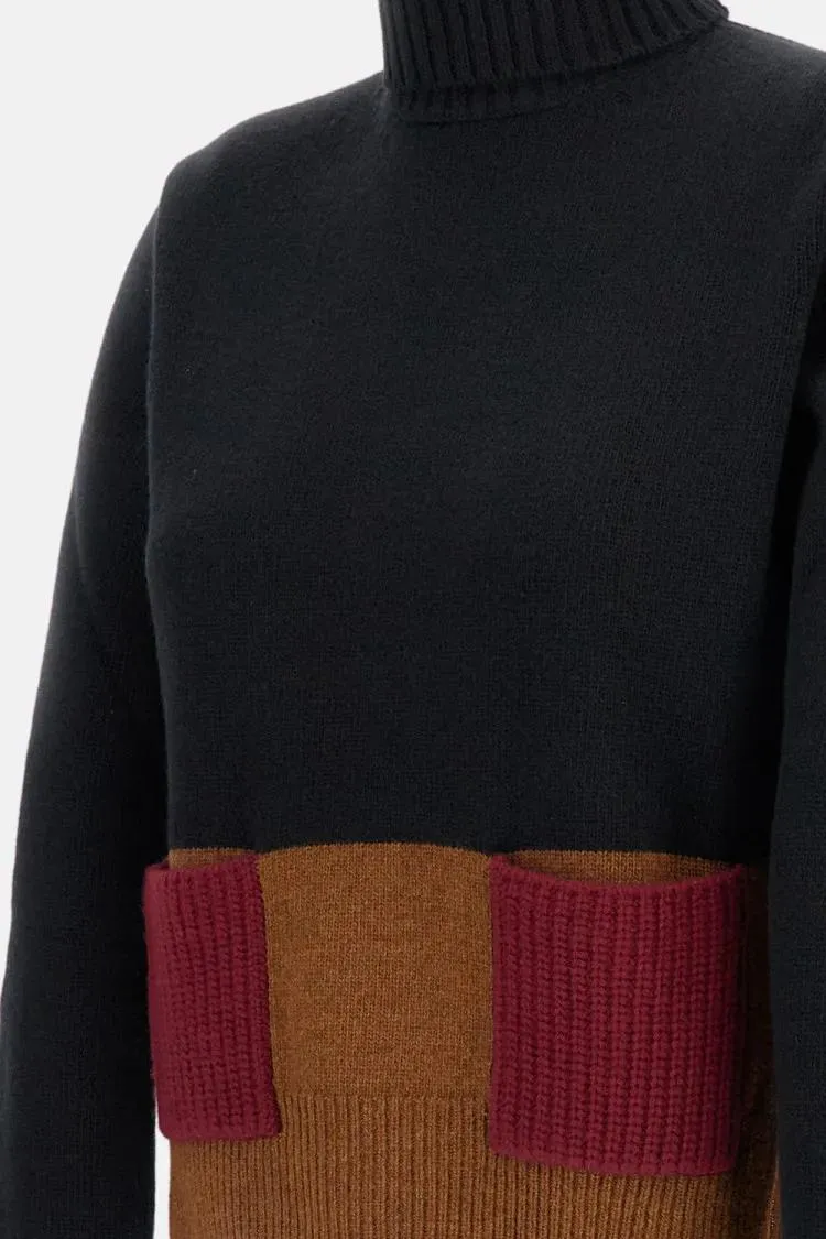 Plan C - High Neck Wool Blend Sweater - Größe 40 - schwarz – Bild 2