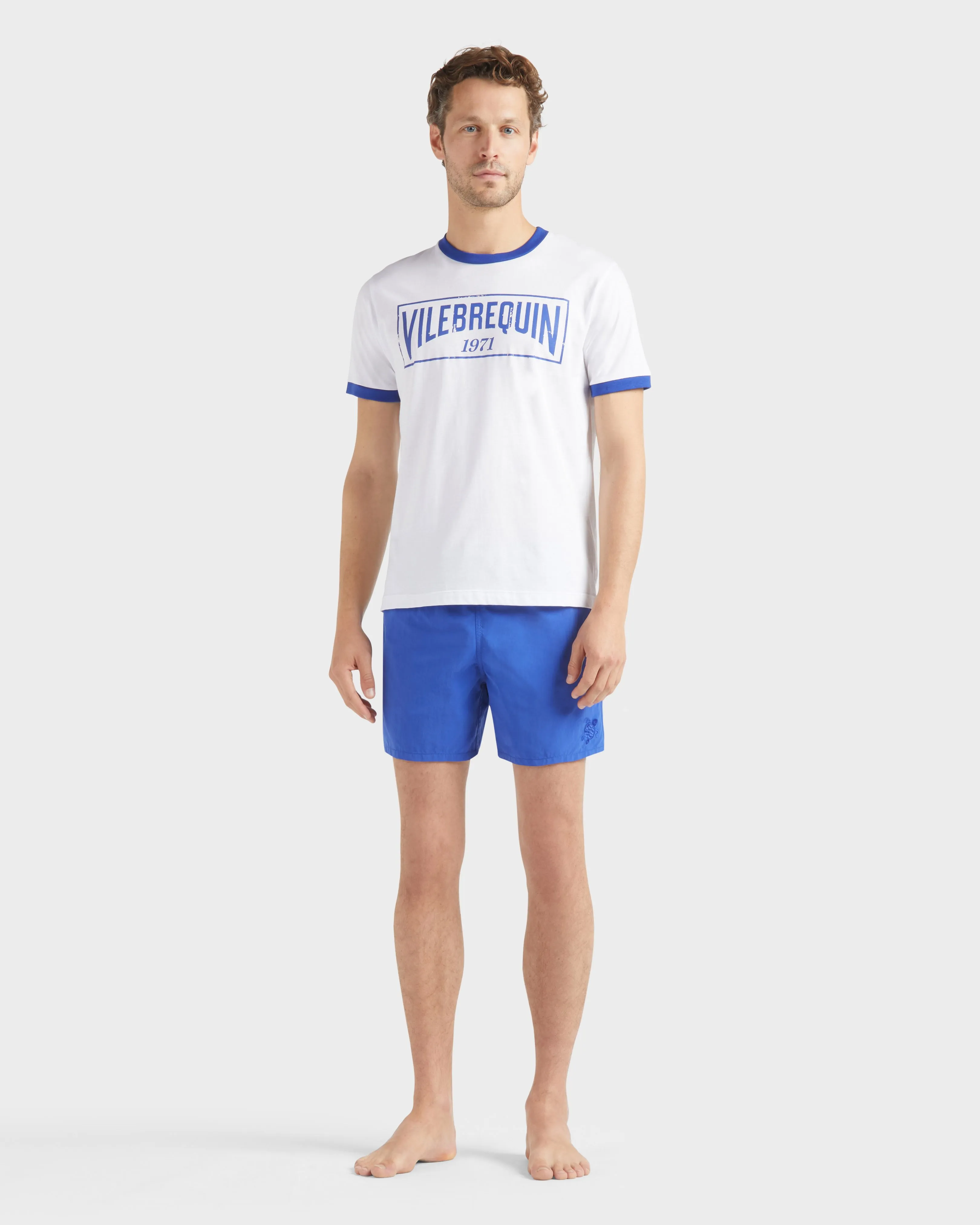 Vilebrequin - T-shirt Aus Leichtem Baumwolljersey Mit Zweifarbigem Logo Für Herren - T-shirt - Portisol - Blau - Größe M – Bild 3