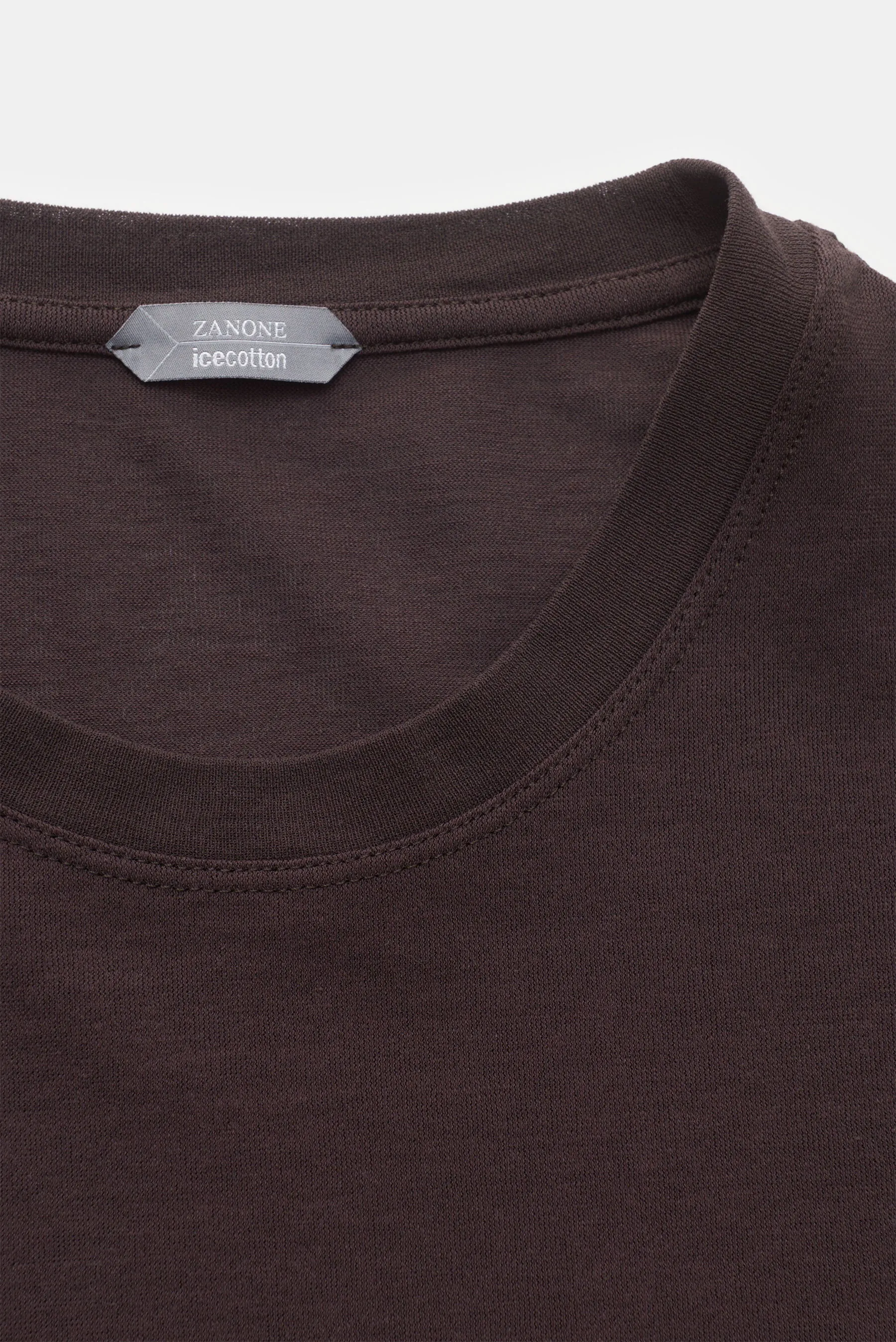 Zanone - Herren - Rundhals-Longsleeve dunkelbraun – Bild 2