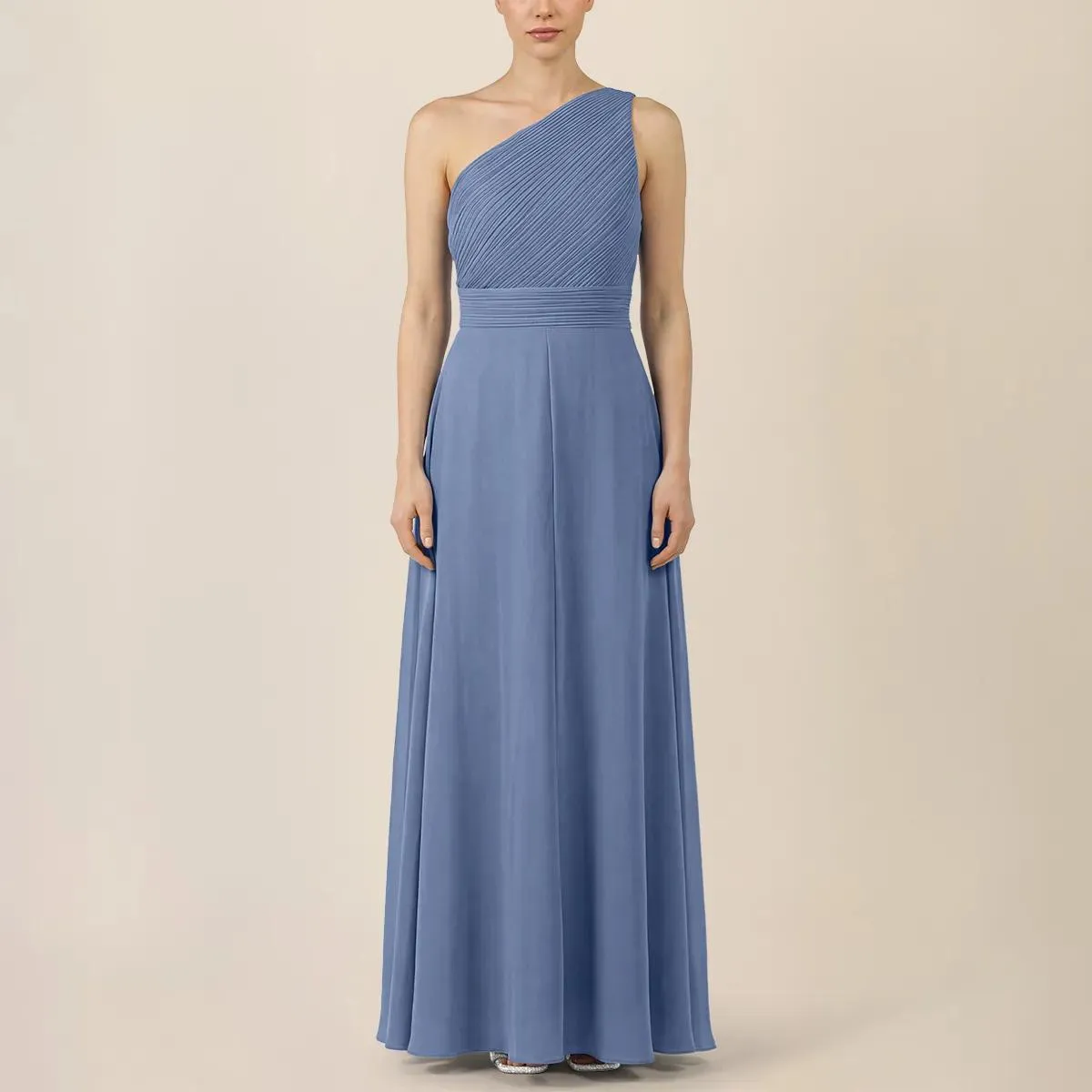 Apart - One-Shoulder Chiffonkleid - Größe 34 - blau – Bild 4