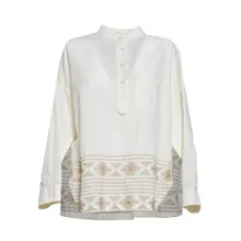 Bazar Deluxe - Cream Cotton Shirt With Embroidery And Sequins - Größe 38 - weiß Bazar Deluxe - Cream Cotton Shirt With Embroidery And Sequins - Größe 38 - weiß