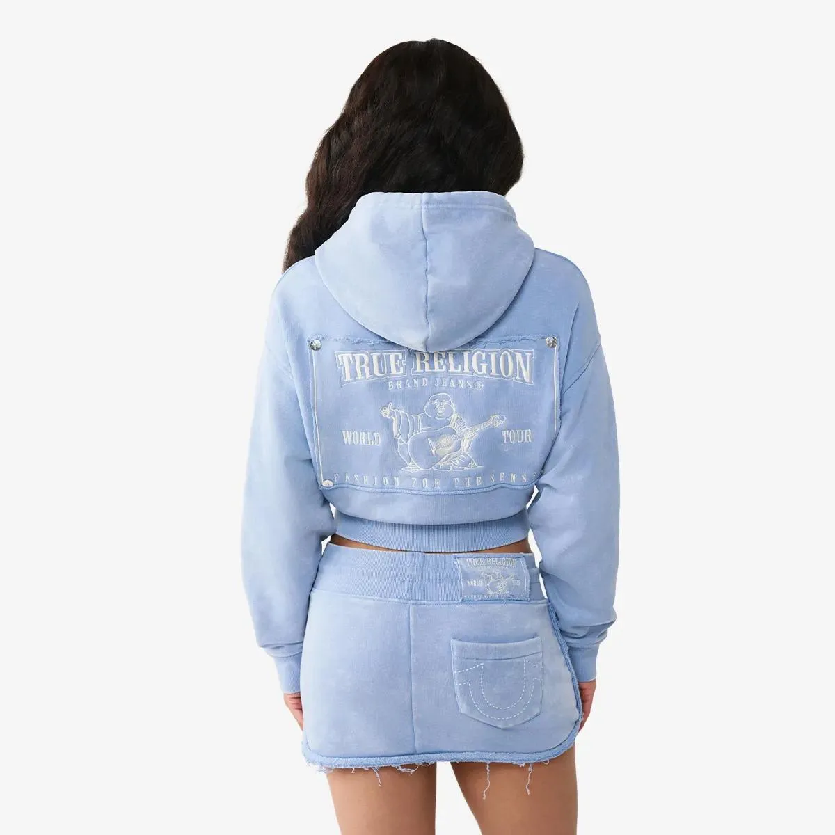 True Religion - Zip-Hoodie VINTAGE WASHED - Größe S - blau – Bild 2