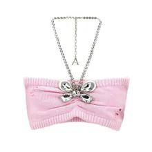 AREA - %27Crystal Butterfly Knit Bandeau%27 Top - Größe S - beige AREA - %27Crystal Butterfly Knit Bandeau%27 Top - Größe S - beige