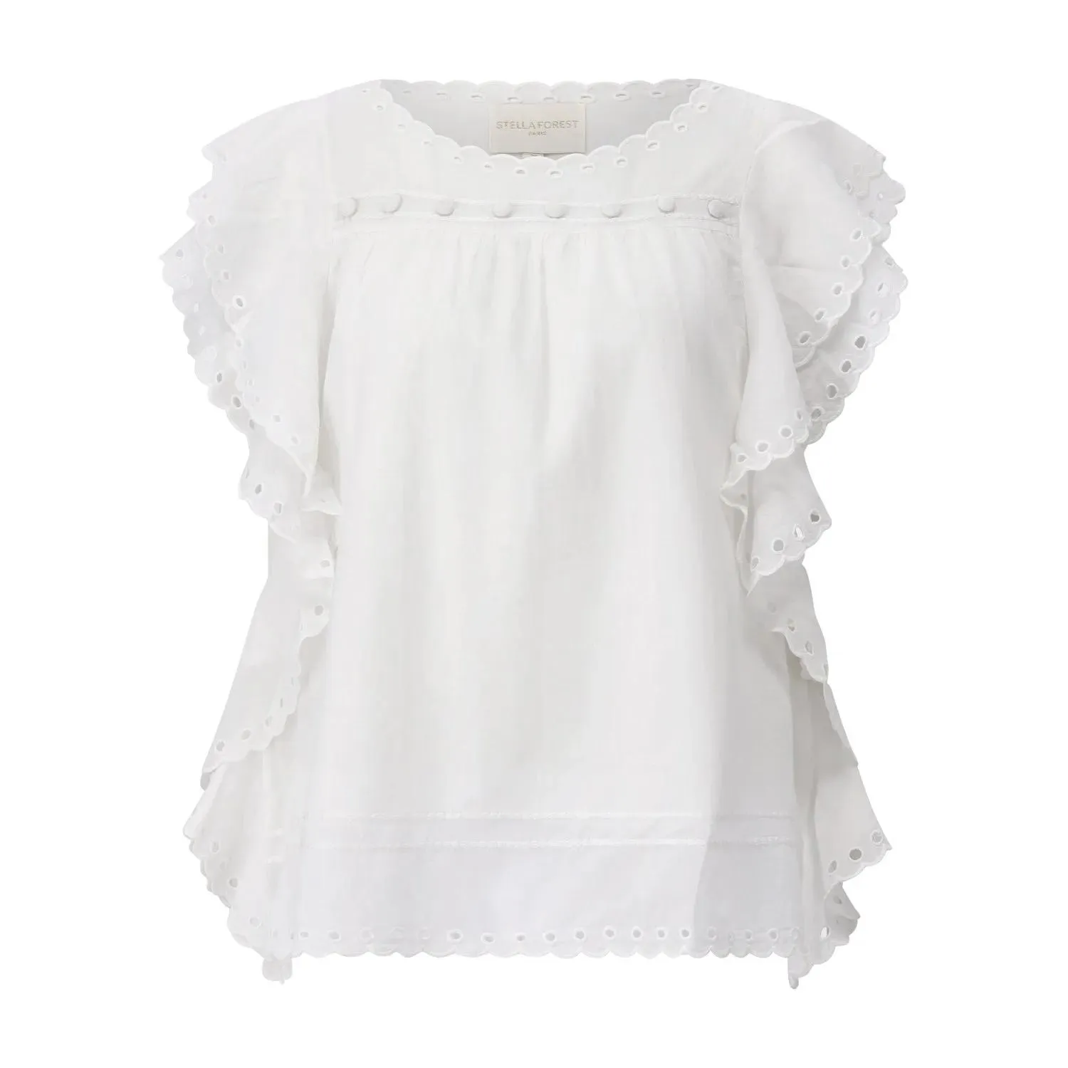 STELLA FOREST - Blusenshirt Jayna mit Stickerei - Größe 34 - weiß STELLA FOREST - Blusenshirt Jayna mit Stickerei - Größe 34 - weiß