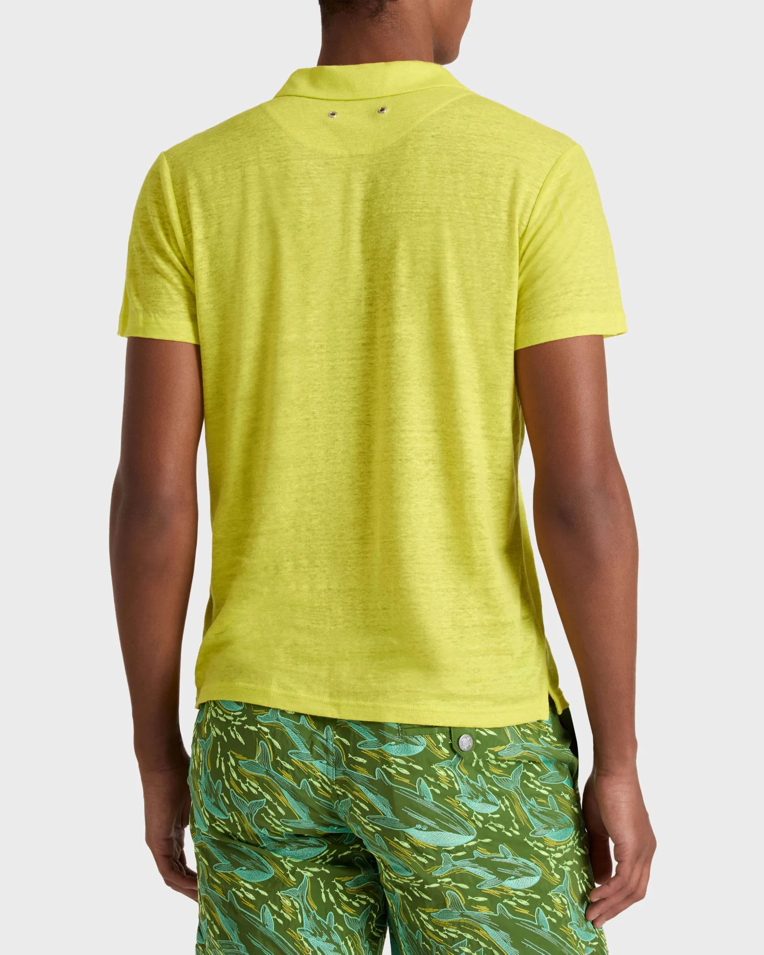 Vilebrequin - Einfarbiges Polohemd Aus Leinenjersey Für Herren - Polohemd - Pyramid - Grün - Größe S – Bild 4