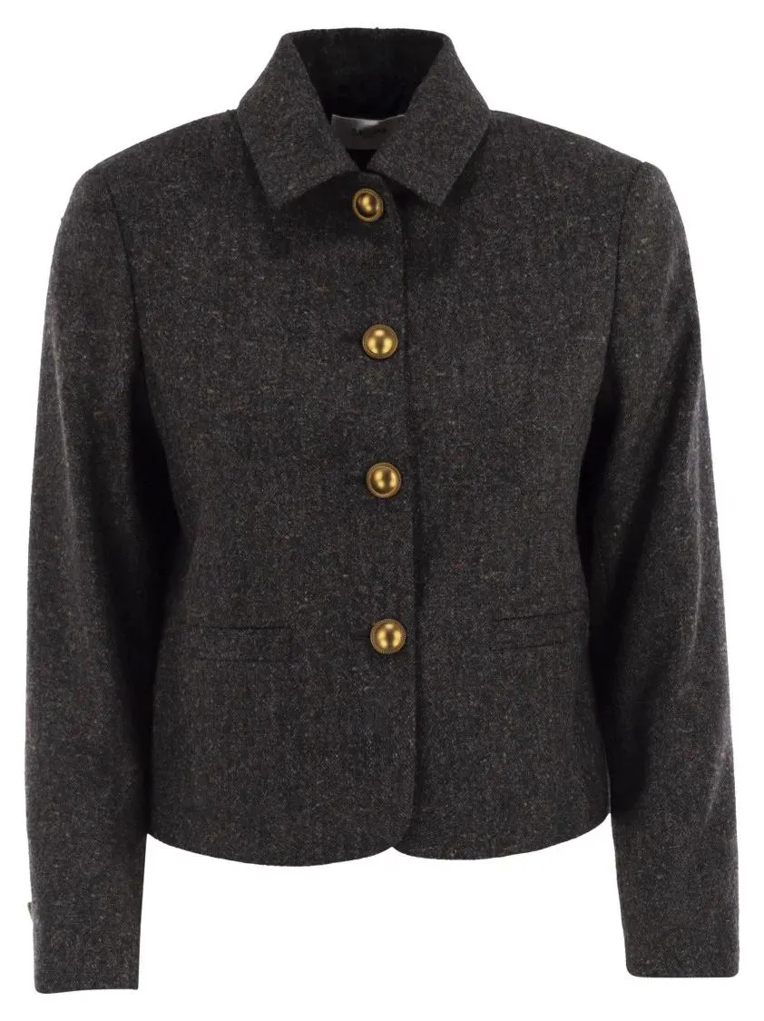 Saulina - Aria - Shirt-Style Jacket In Wool And Cashmere - Größe 40 - schwarz Saulina - Aria - Shirt-Style Jacket In Wool And Cashmere - Größe 40 - schwarz