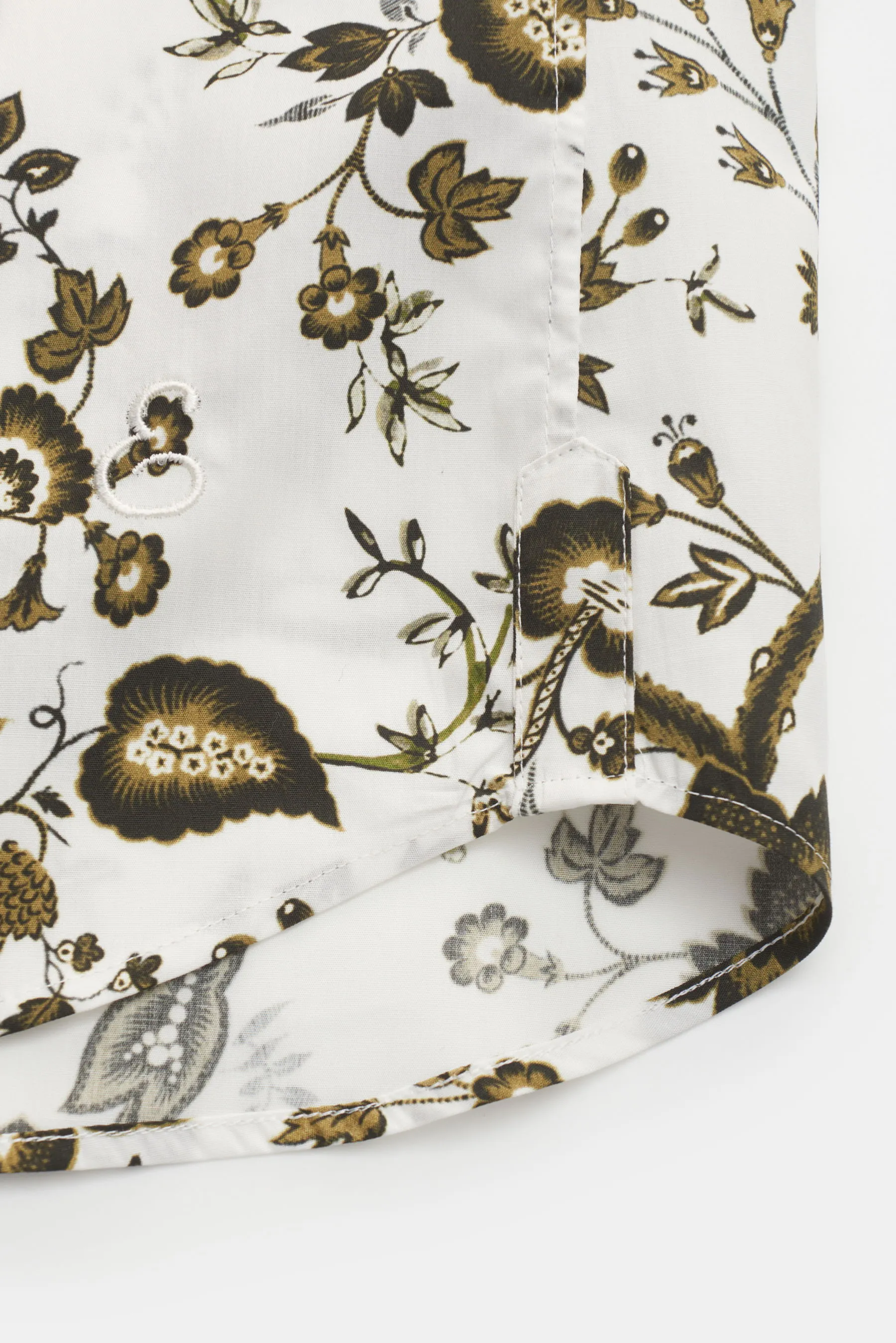 Erdem - Herren - Kurzarmhemd 'Grayson' Kubanischer Kragen weiß/oliv gemustert – Bild 3