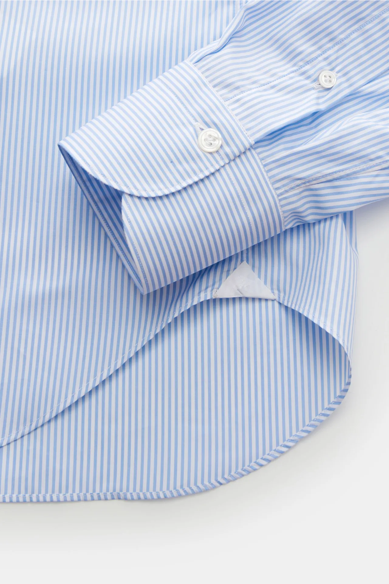 Finamore - Herren - Business Hemd 'Sergio Milano' Haifisch-Kragen hellblau/weiß gestreift – Bild 5