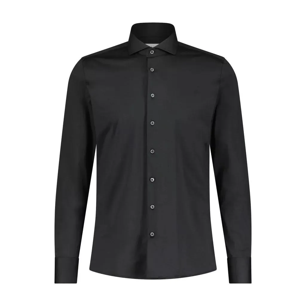 fakts - Slim-Fit Hemd aus Jersey - Größe XL - black – Bild 3