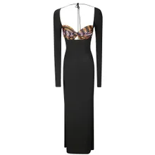 Marine Serre - Long Sleeve Viscose Dress With Contrast Bra - Größe S - schwarz Marine Serre - Long Sleeve Viscose Dress With Contrast Bra - Größe S - schwarz