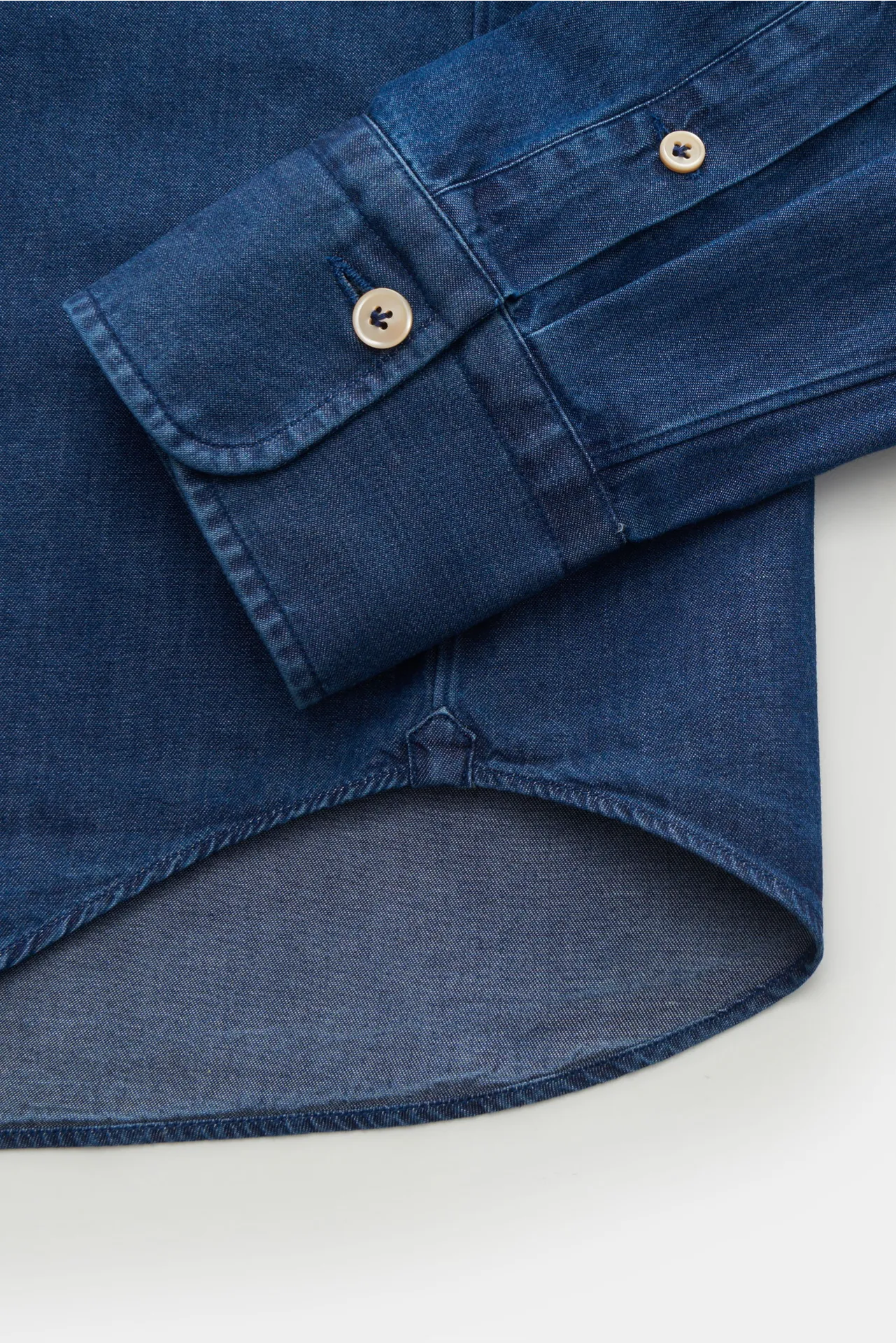Gherardi - Herren - Chambray-Hemd Haifisch-Kragen dunkelblau – Bild 3