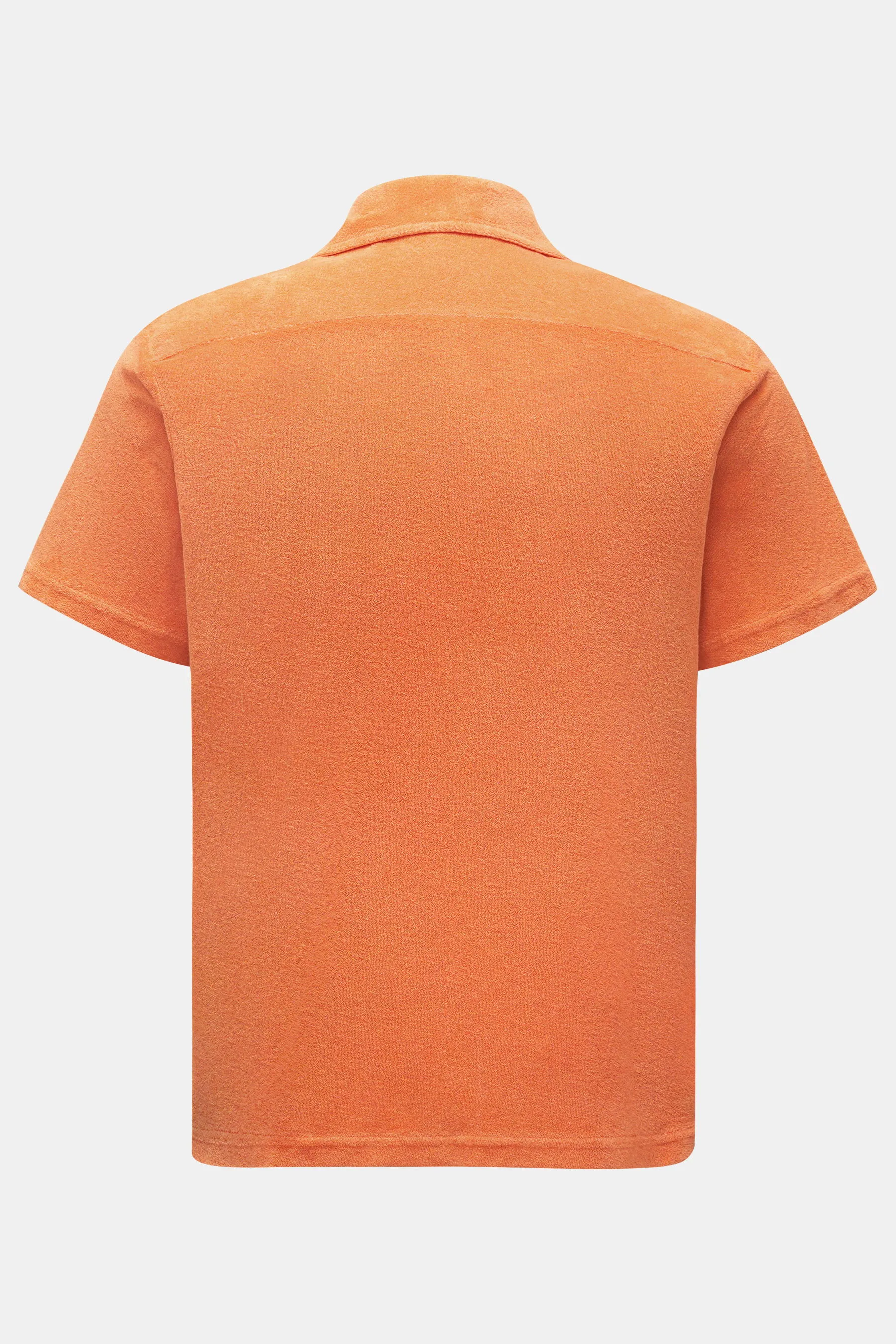 04651/ A trip in a bag - Herren - Frottee-Kurzarmhemd 'Terry Shirt' Kubanischer Kragen orange – Bild 3