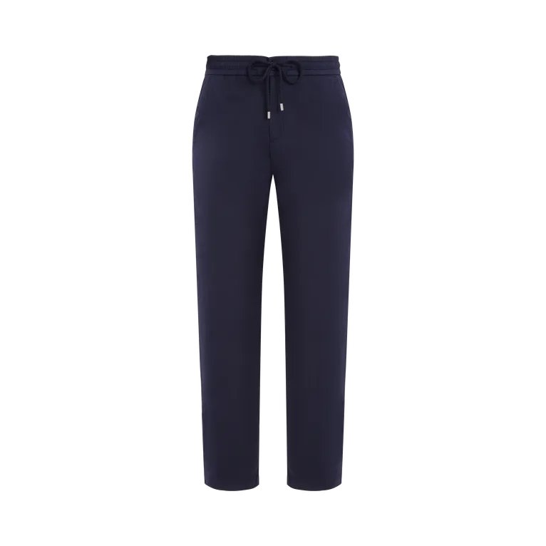 Vilebrequin - Solid Baumwoll-satinhose Mit Elastischem Bund Für Herren - Hose - Paulo - Blau - Größe M Vilebrequin - Solid Baumwoll-satinhose Mit Elastischem Bund Für Herren - Hose - Paulo - Blau - Größe M
