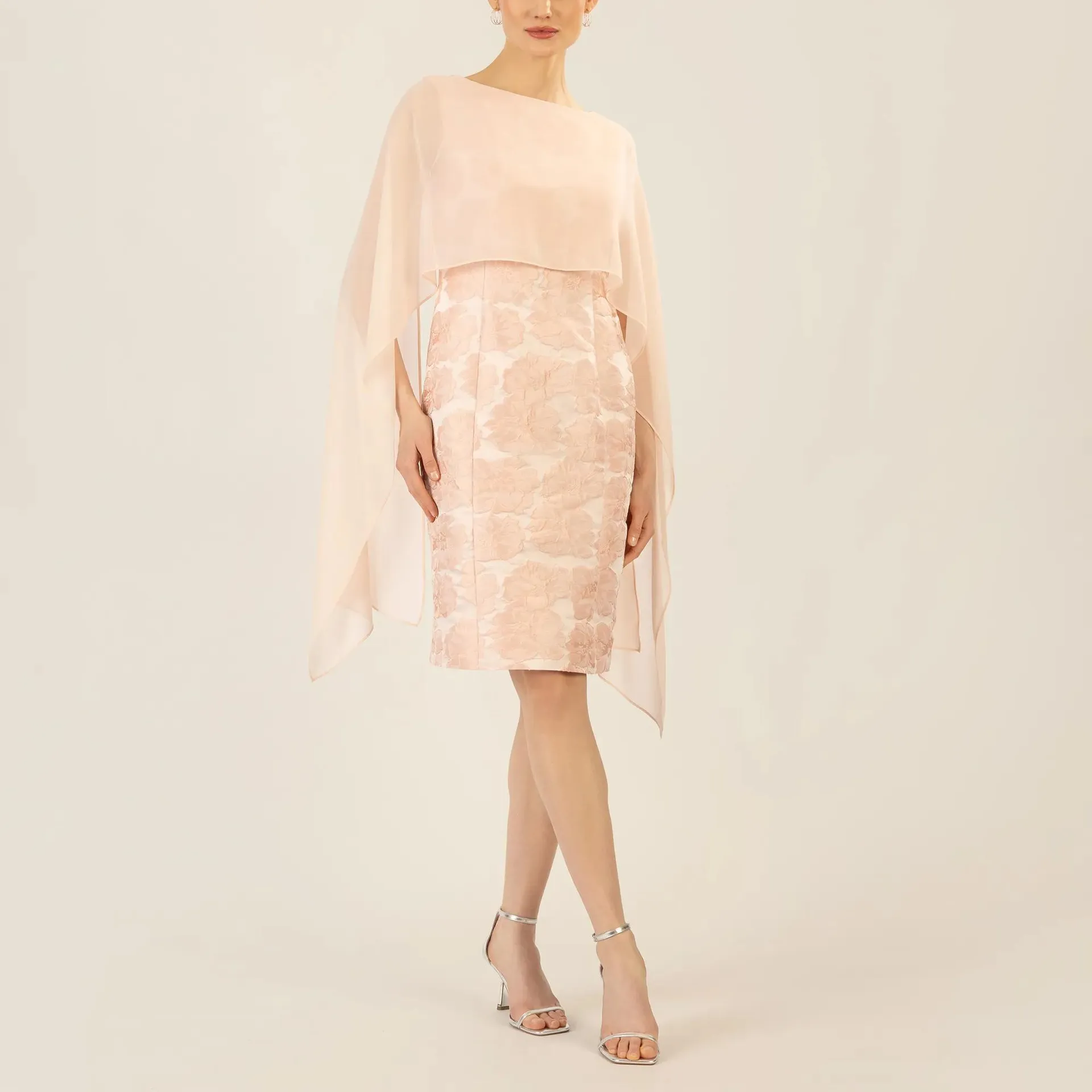 Apart - Jacquardkleid mit Chiffonstola - Größe 38 - rosa – Bild 4