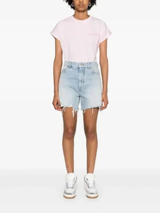 Balmain - High-Rise Denim Shorts - Größe 36 - blau – Bild 4